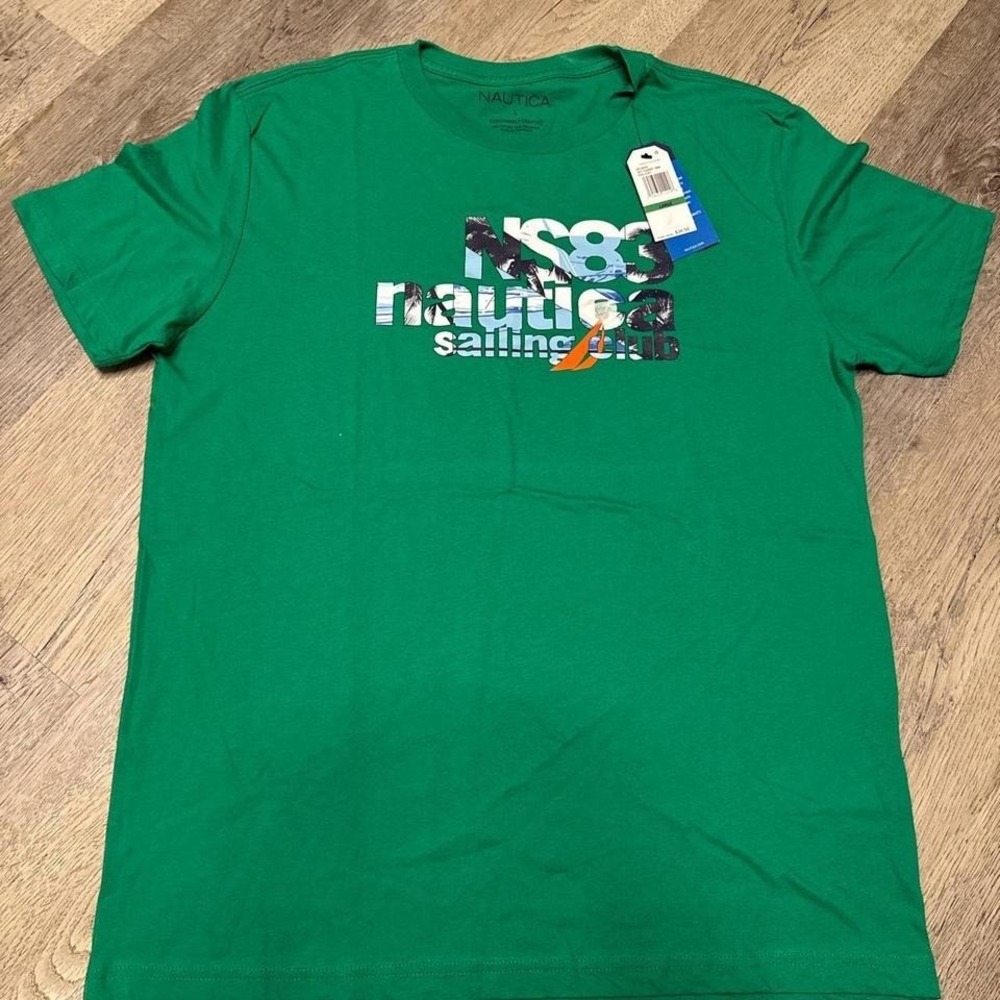 Nautica Sailing Club T-Shirt Mens Large Green Graphic Tee New‎ With Tags